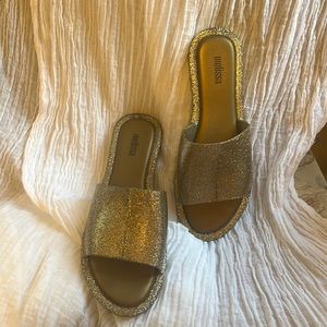 Melissa pool slides glitter gold